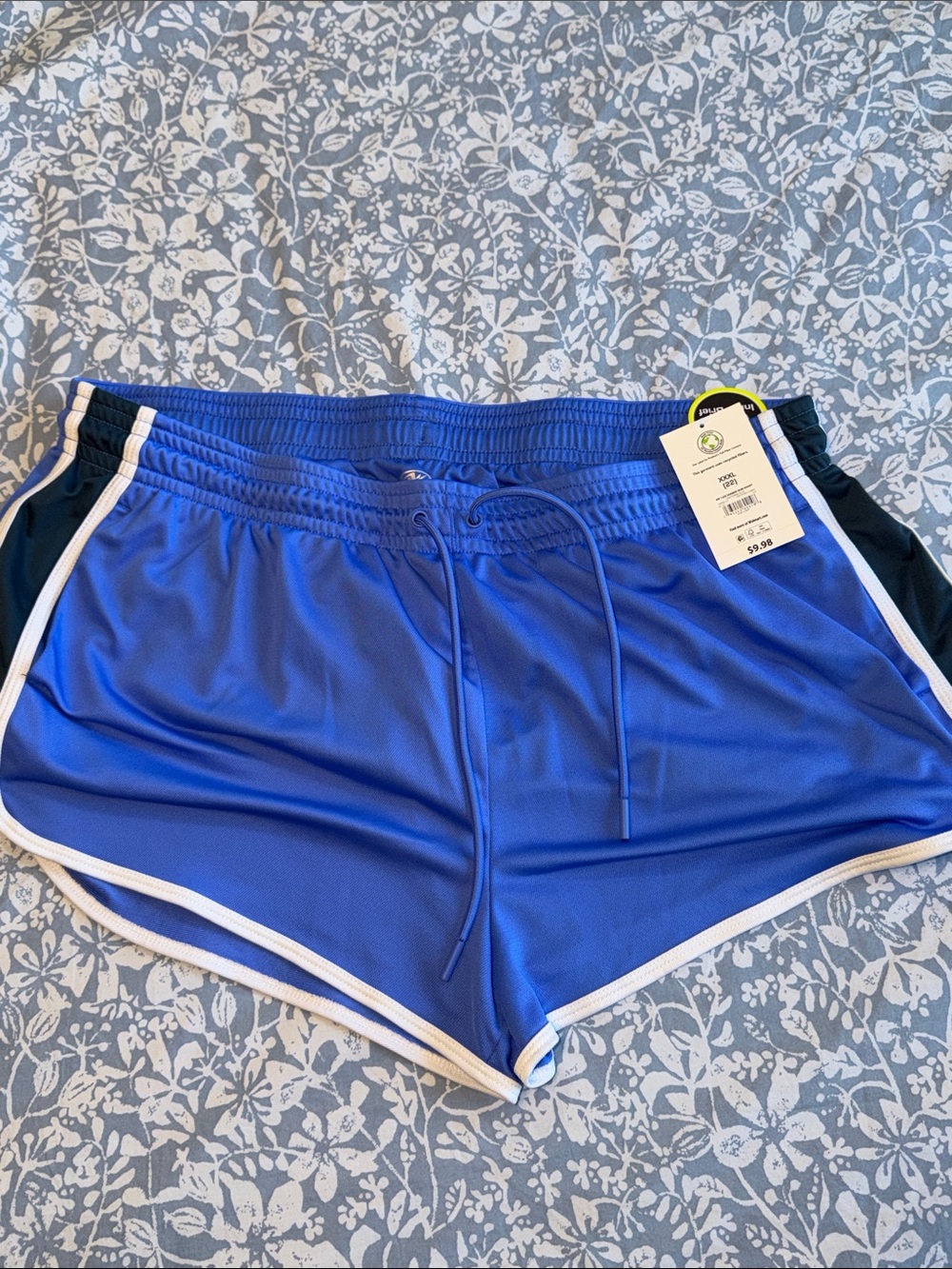 Athletic Works Santorini Blue Women's Athletic Shorts with White Trim